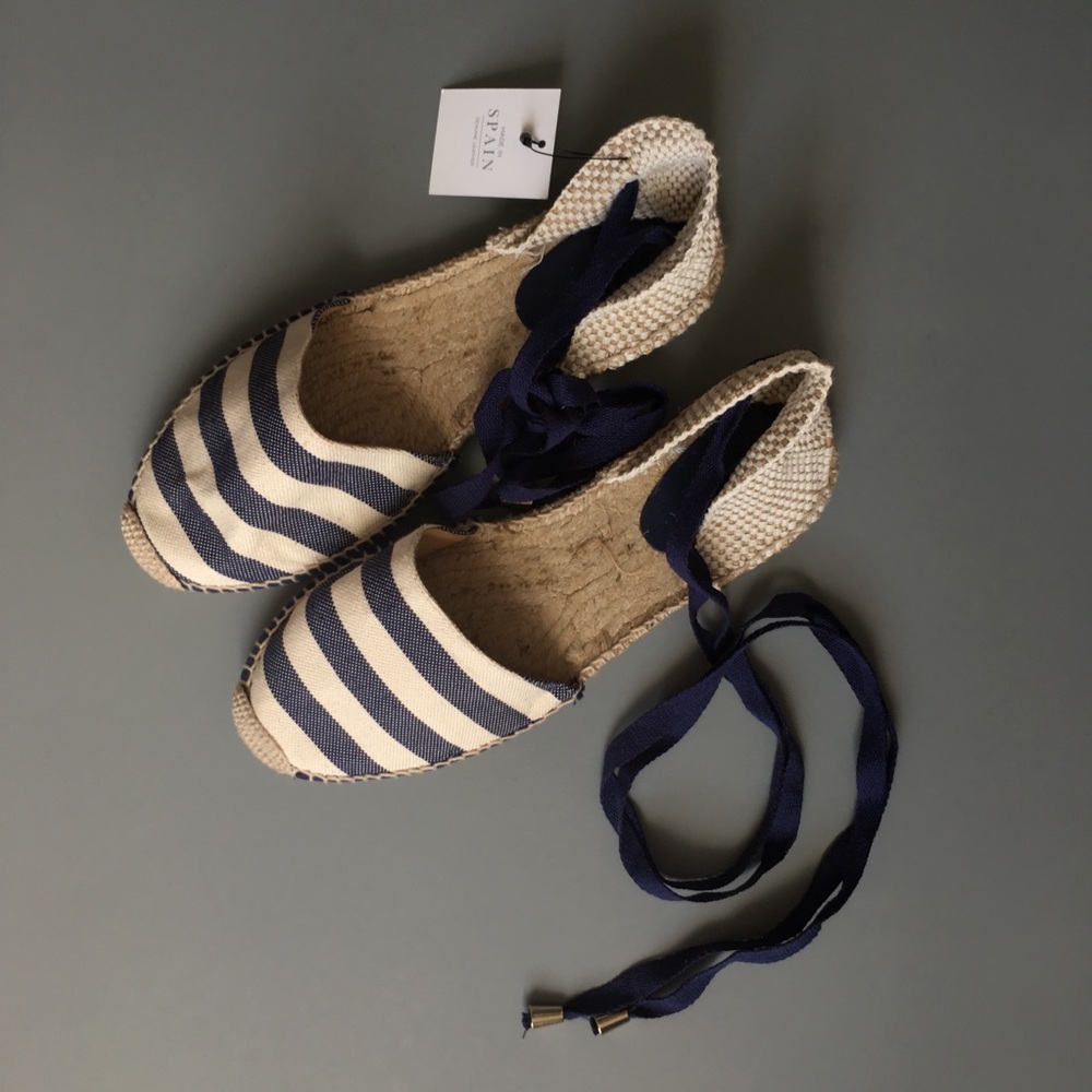 Blue and White Striped Espadrilles
